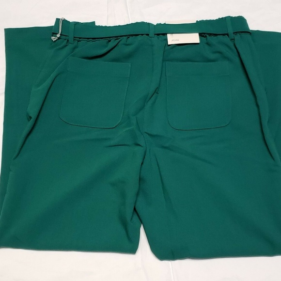 Women’s Slim Ankle Tie-Waist Crepe Pants Green NWT - Picture 8 of 8